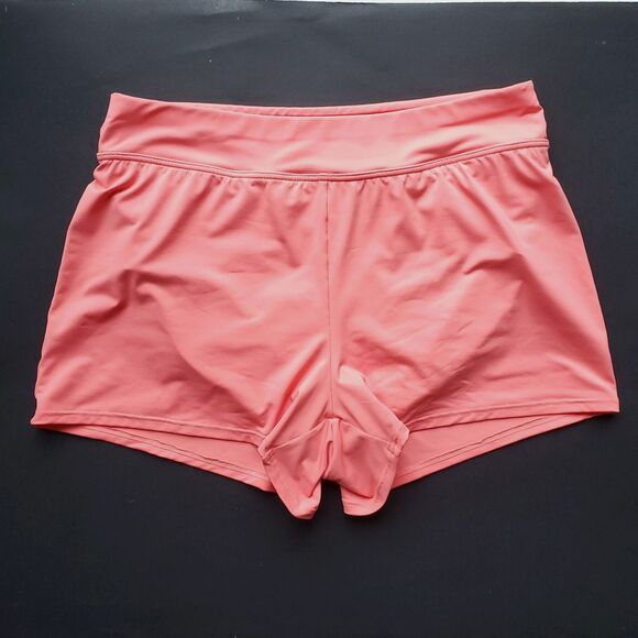 Lands End Smoothing Swim Shorts Sz 6 Inner Brief Orange Peach Athletic Swimwear - Picture 1 of 7